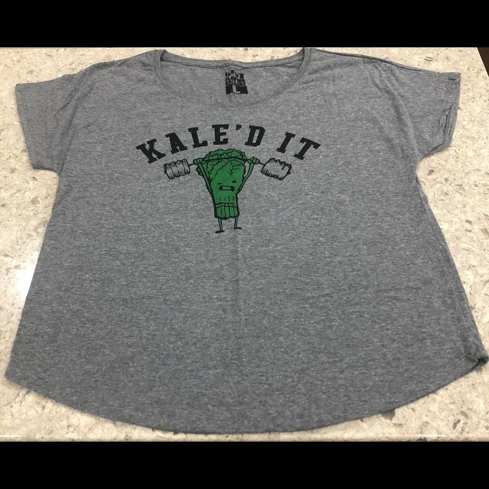 “Kale’d It” Pun Graphic Tee | Size L | Funny Fitness-Inspired Dolman T-Shirt - Picture 10 of 15